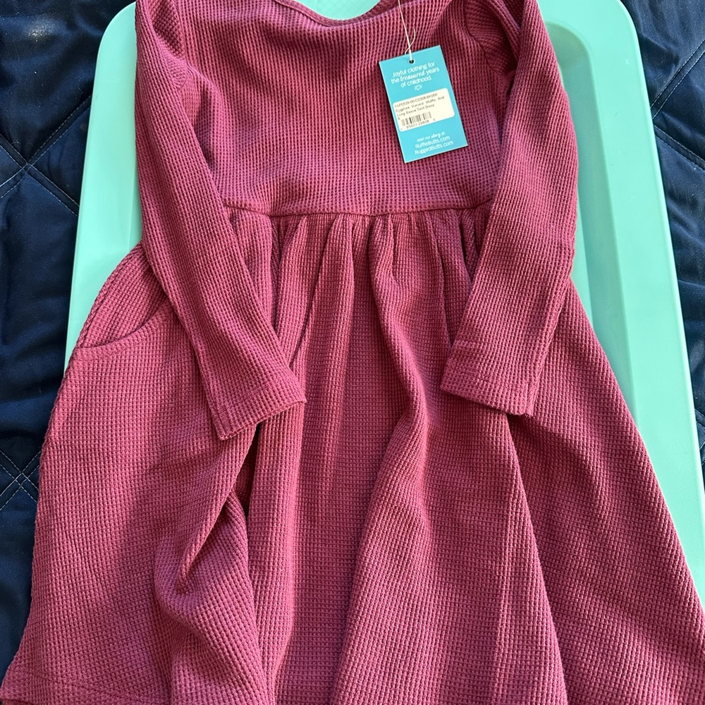 Ruffle Butts Red Fit and Flare Dress with 3/4 Sleeves